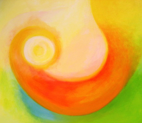 Aquarellspirale in Orange und Grün, © Silke Wehling (www.silke-wehling.de)